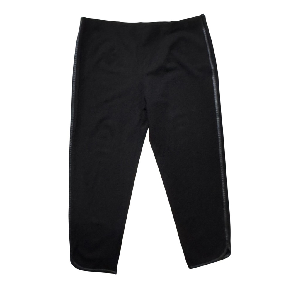 Ming Wang‎ Pants Faux Leather Trim Side Zip XL Black Rayon Blend Excellent
